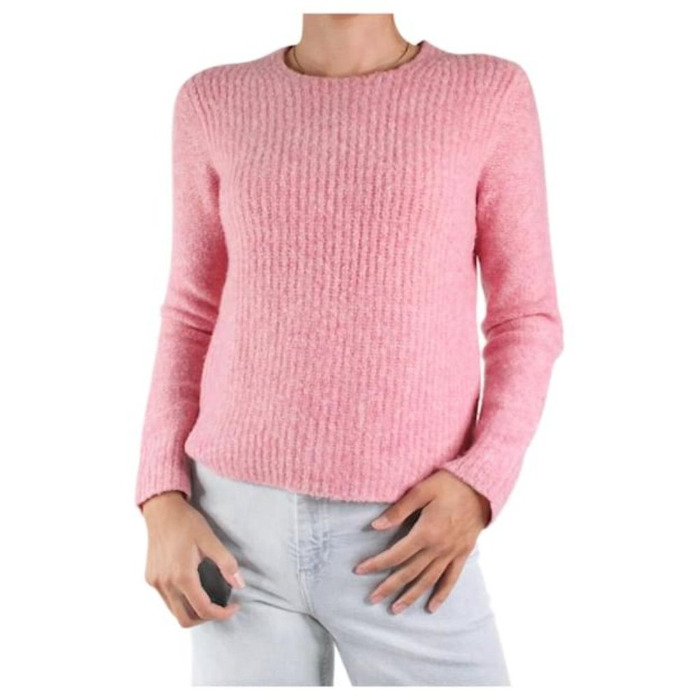 Rag & Bone Francie Crewneck Wool Suede Elbow Patch Pullover Pink Sweater S Top